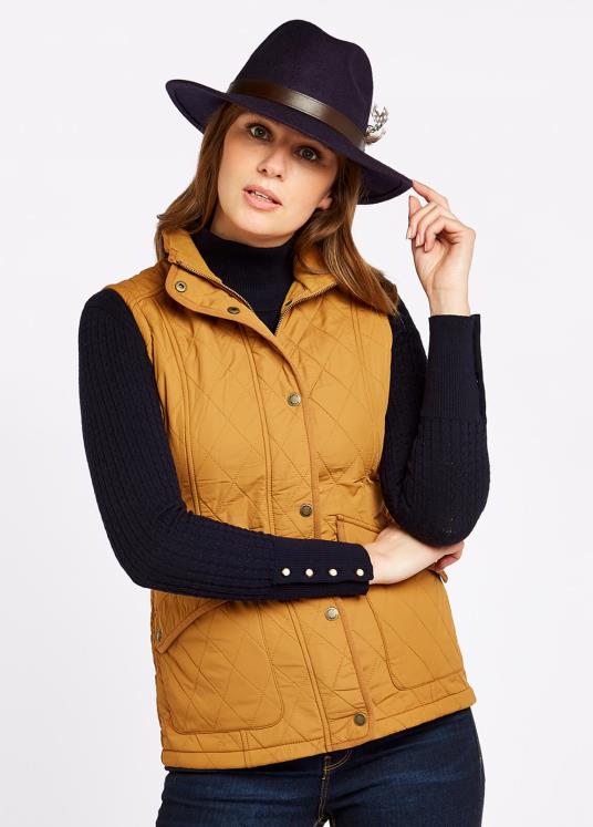 kvinnor clonmel quiltad gilet DPXF2586 Kläder bärnsten Dubarry