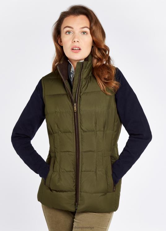 kvinnor spiddal quiltad gilet DPXF2285 Kläder oliv Dubarry