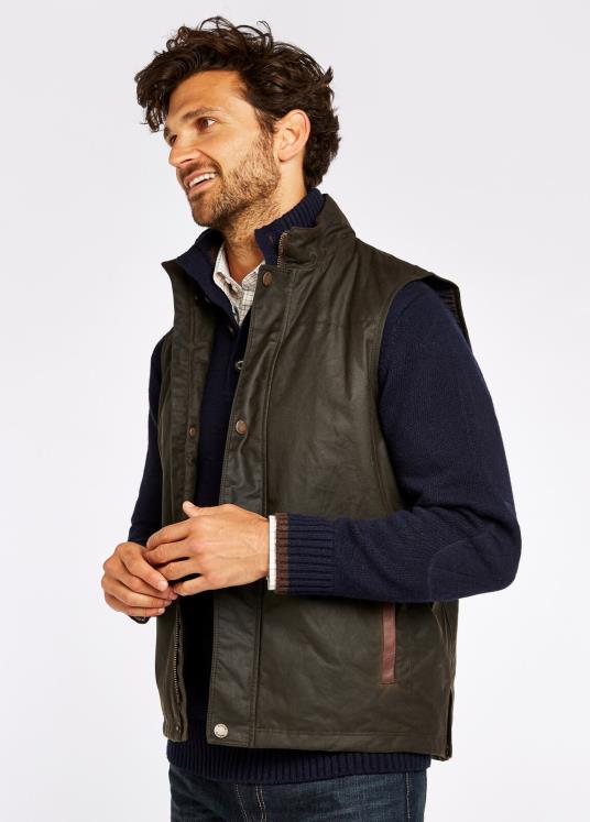 män majfluga vax gilet DPXF21001 Kläder oliv Dubarry