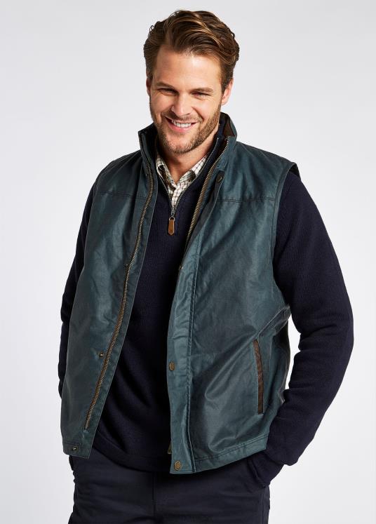 män majfluga vax gilet DPXF21021 Kläder mörk sten Dubarry