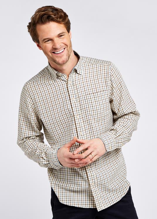 män connell tattersall rutig skjorta DPXF2980 Kläder skifferblå Dubarry